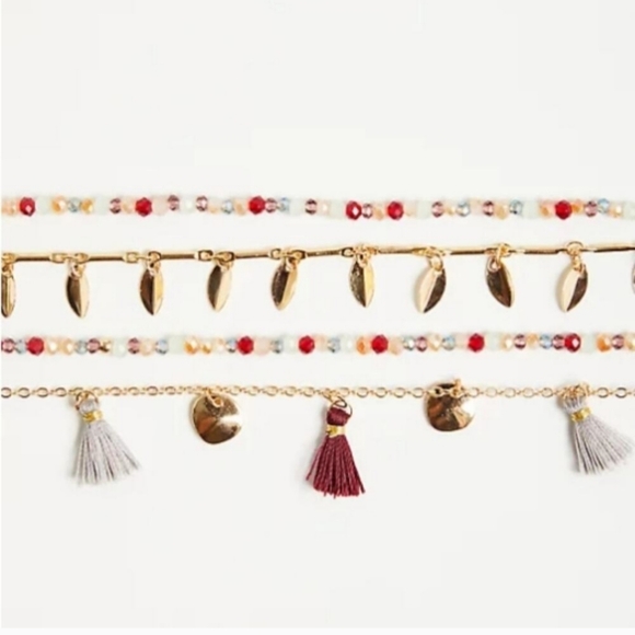 Wine and blush tassle necklace and bracelet set - Picture 2 of 6